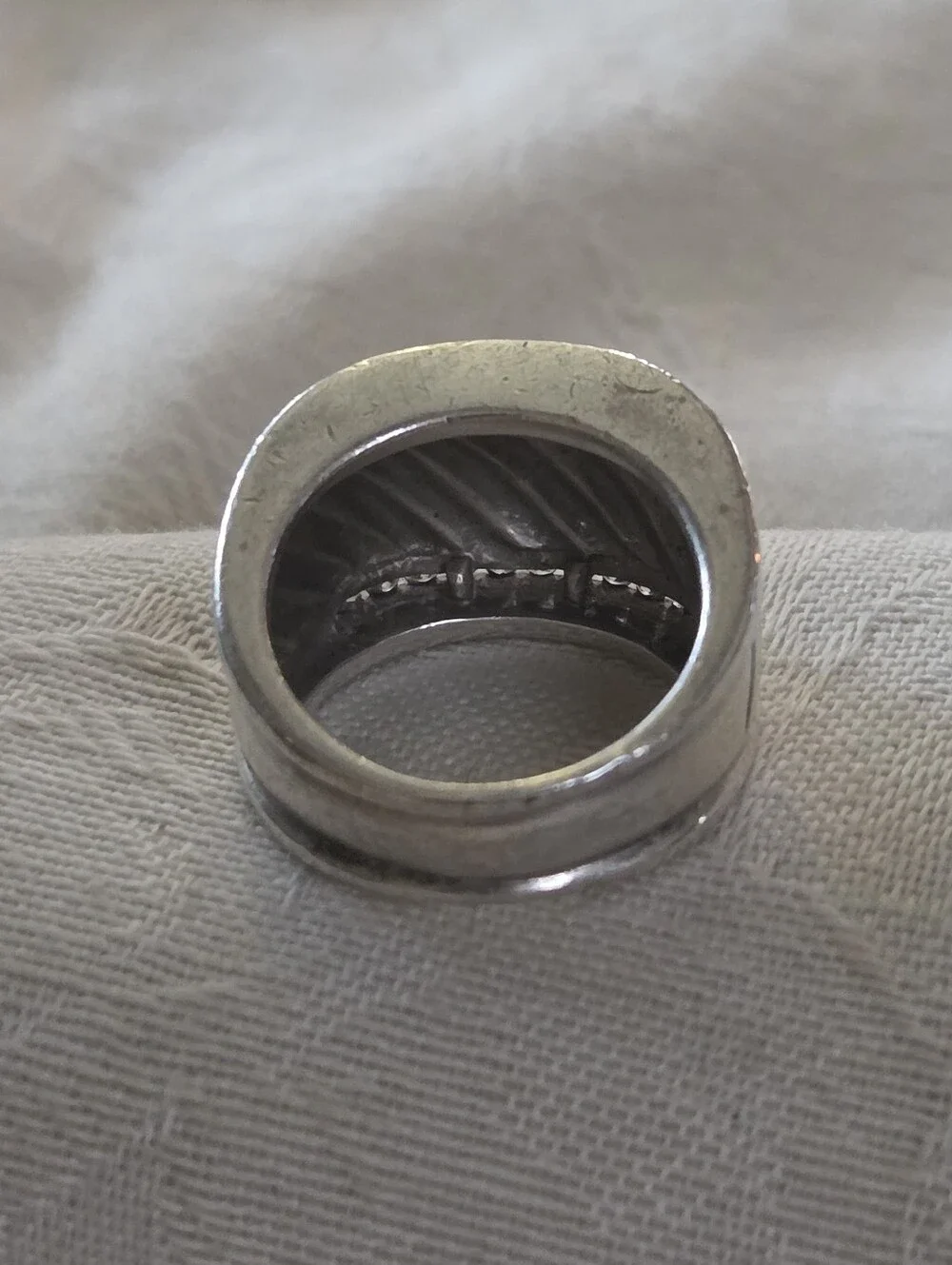 David Yurman Diamond Cable Cigar Band Ring, SS, Size 7